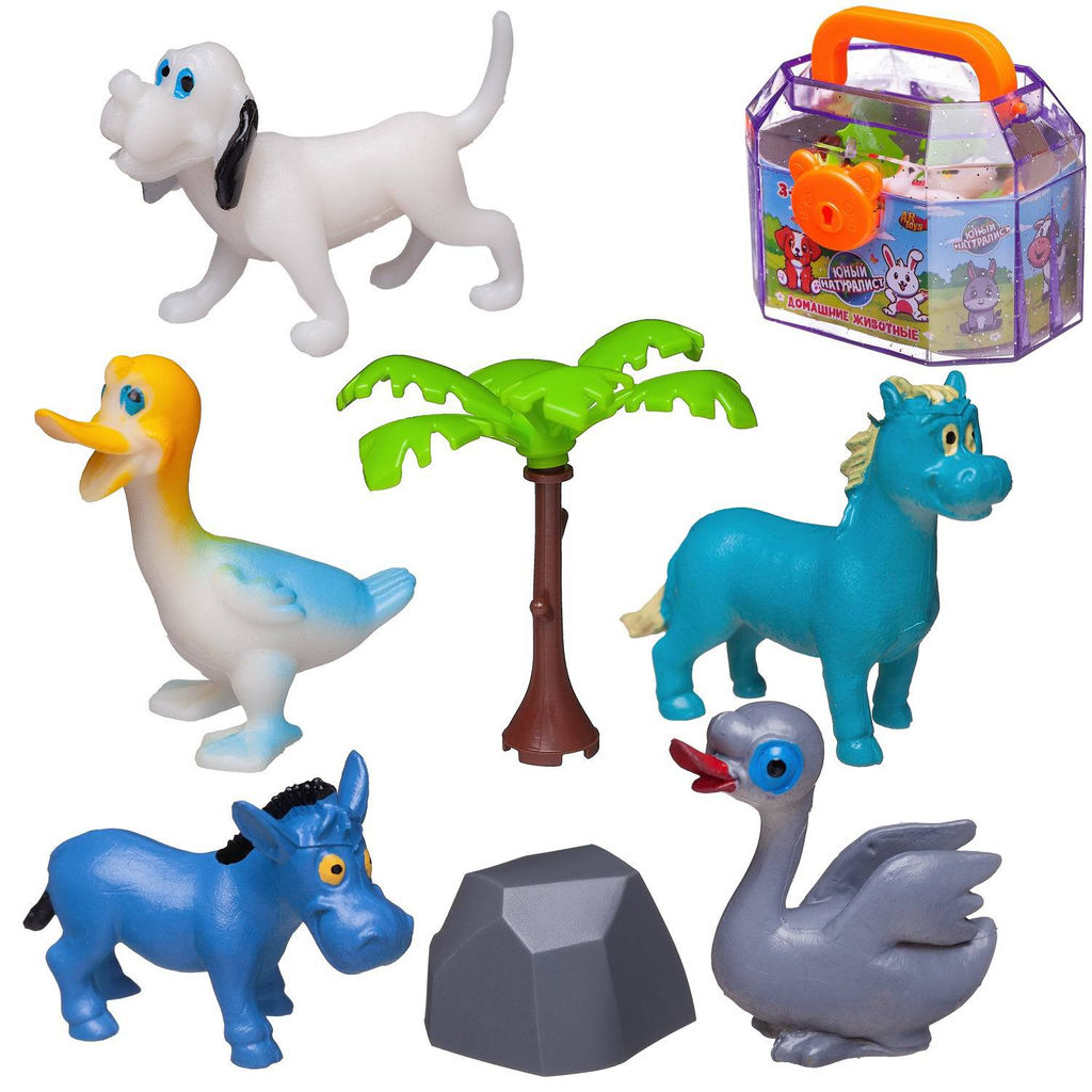 Игровой набор ABtoys Юный натуралист Фигурки мультяшные домашних животных 5 шт. в чемоданчике, в дисплеи  фото 2