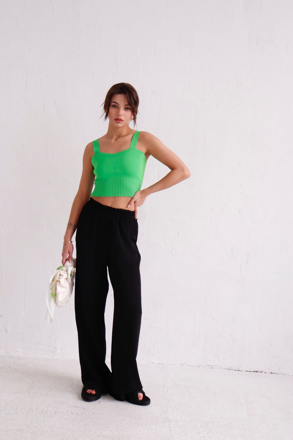 9536 Костюм из кимоно и брюк-палаццо чёрный - Martichelli фото 20