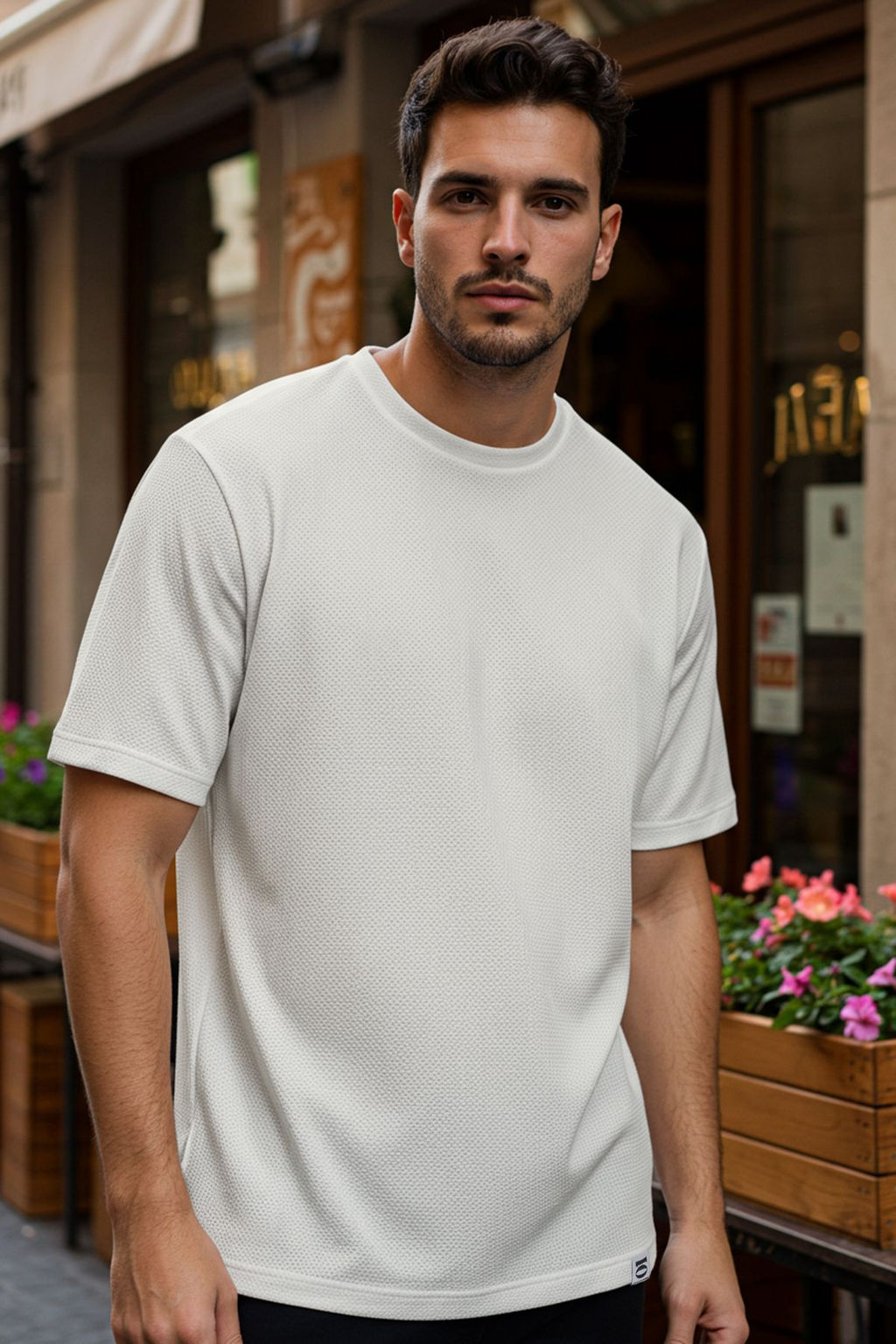 TRENDYOL MAN Lacivert Oversize/Genis Kesim %100 Pamuklu Etiketli T-Shirt TMNSS25TS00115