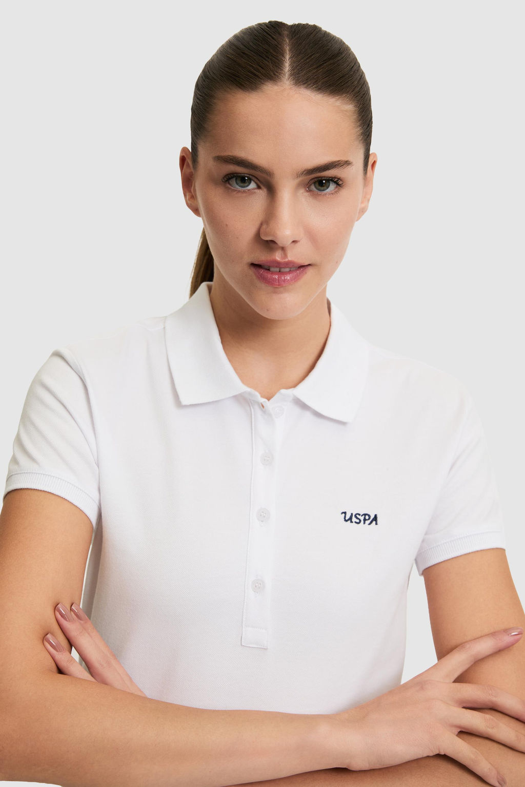 Kad_n Beyaz Polo Yaka Basic Ti__rt