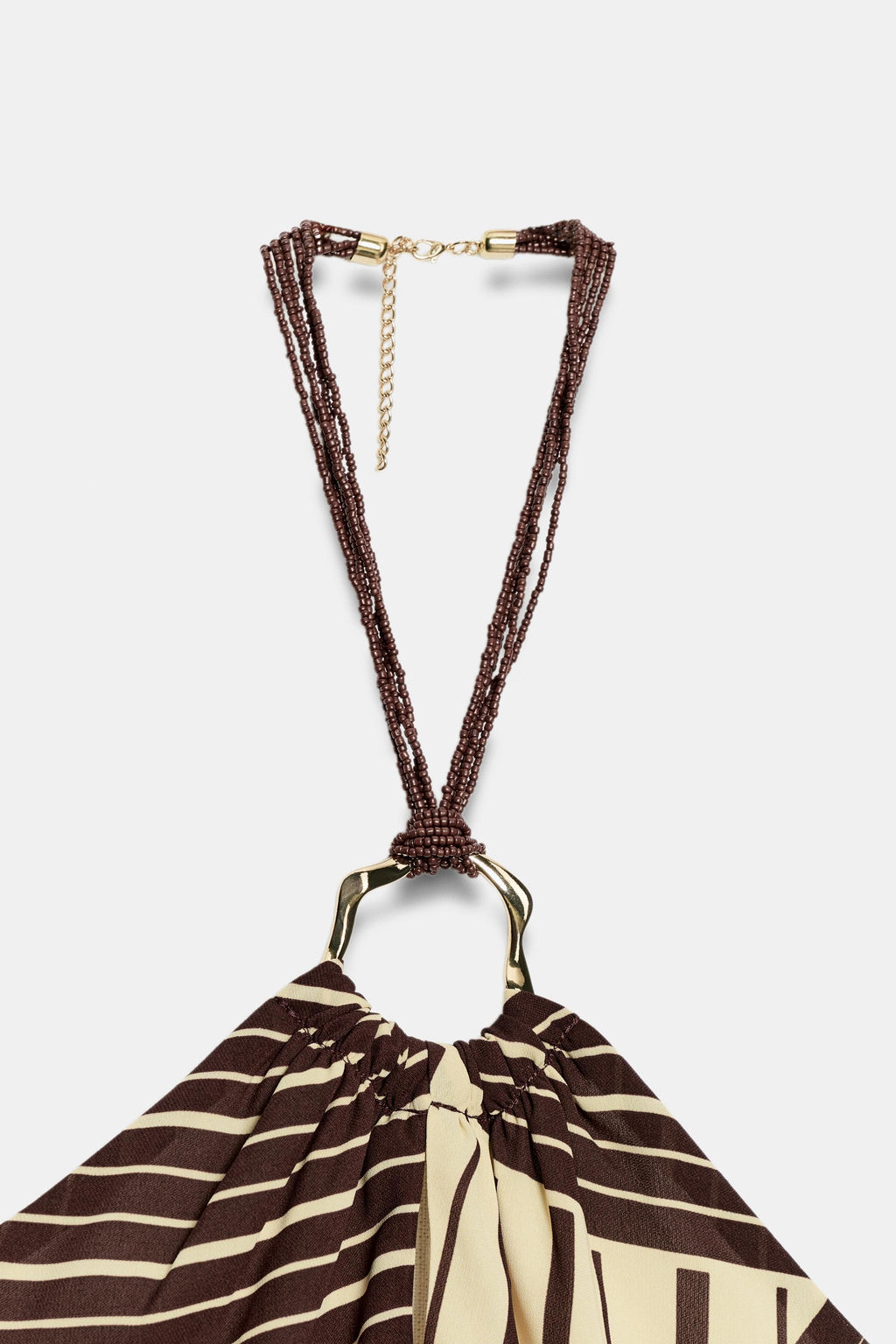 TOP HALTER ESTAMPADO ABALORIOS / Crudo / Marr?n - Zara фото 9