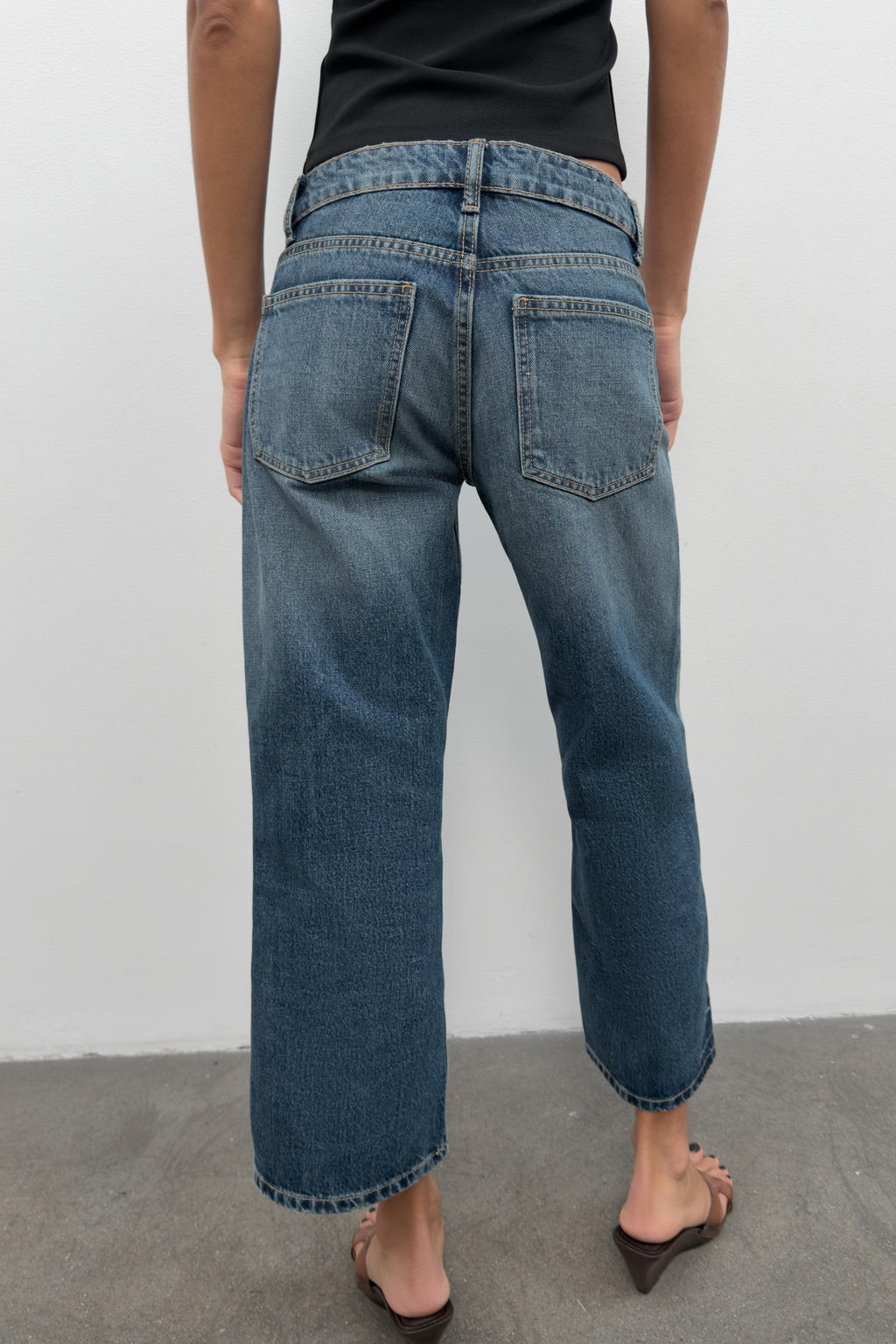 JEANS TRF WIDE LEG CROPPED TIRO BAJO / Azul - Zara фото 3