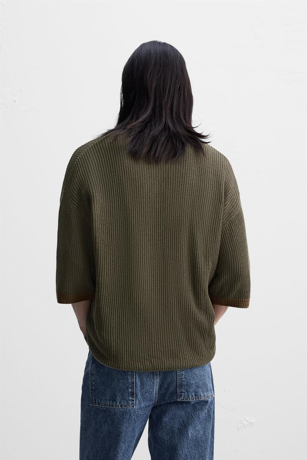 COTTON - LINEN KNIT POLO SHIRT - Zara фото 4