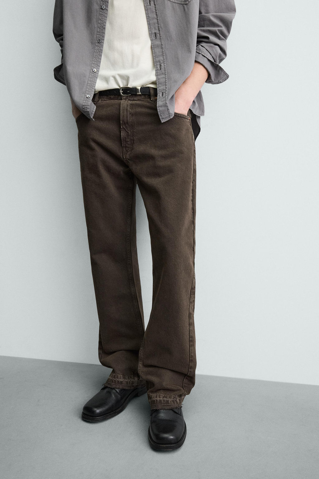 JEANS FLARE FIT ROTOS / Marr?n - Zara фото 5