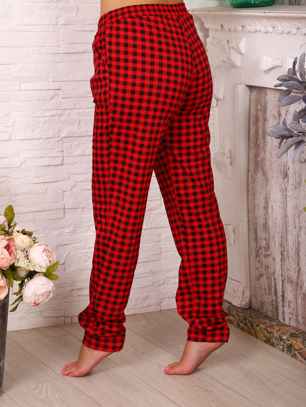 Брюки женские, модель 162М, трикотаж (Красно-черная клетка) - Ивановотекстиль фото 6