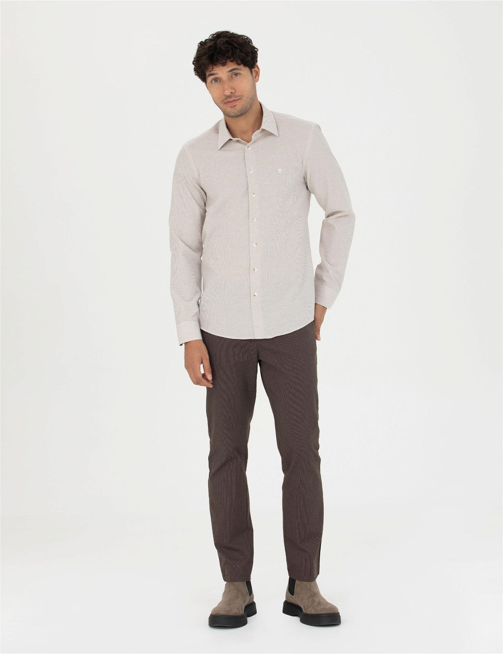 Kahverengi Slim Fit Kanvas Pantolon