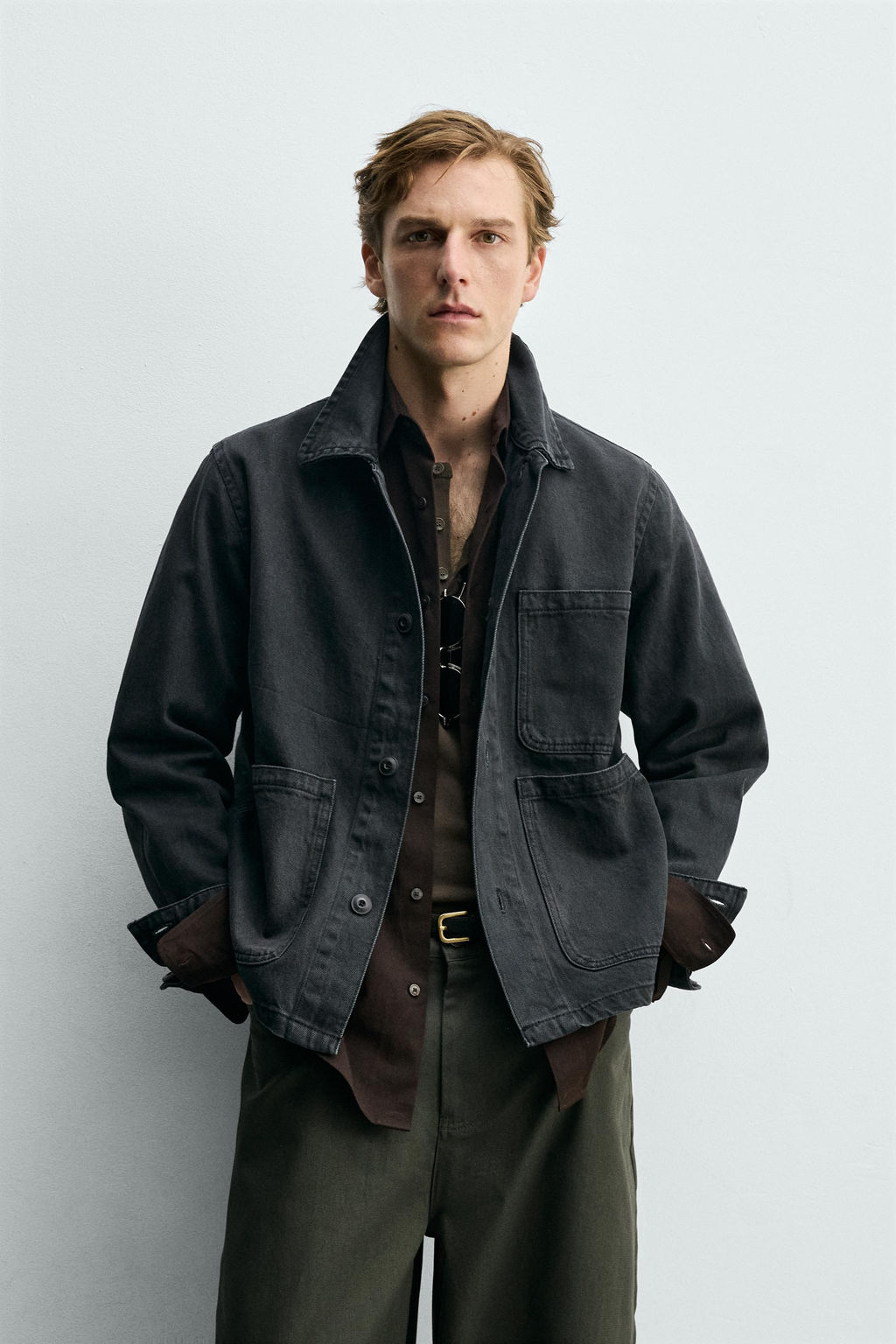 SOBRECAMISA RELAXED FIT BOLSILLOS / Gris topo - Zara фото 2