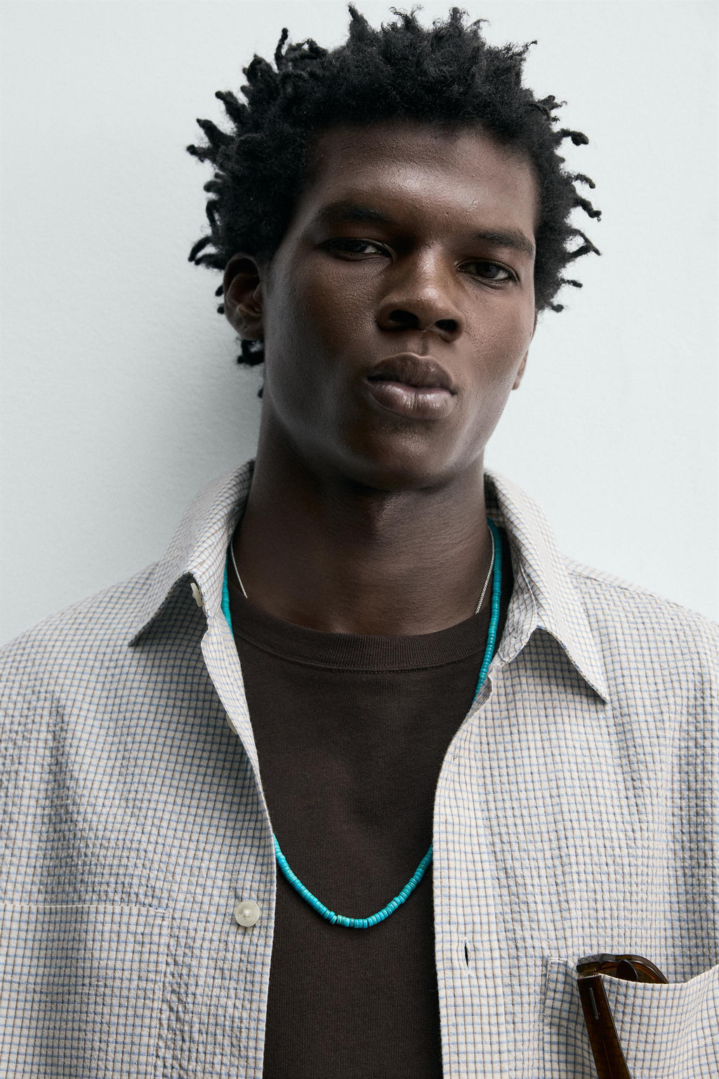 CAMISA CUADROS TEXTURA / Arena / Azul - Zara фото 6