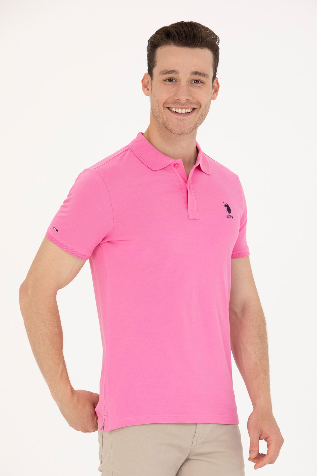 Мужская розовая базовая футболка - U.s. polo assn фото 3