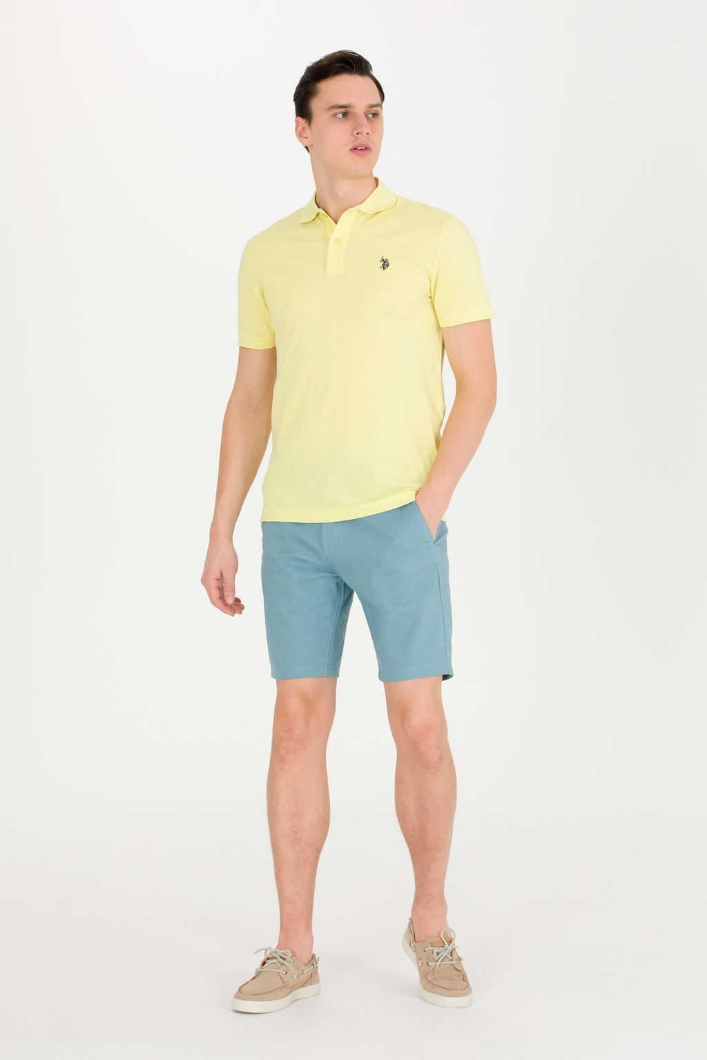 U. S. Polo Assn Мужская светло-желтая базовая футболка с воротником-поло - U.s. polo assn фото 15