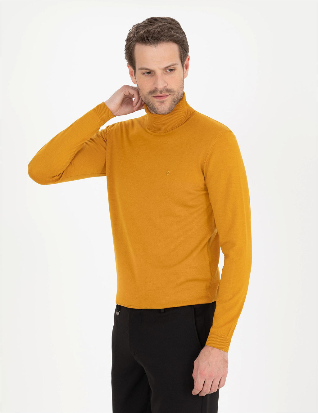Safran Slim Fit Bal_k__ Yaka Y_n Kar___ml_ Basic Triko Kazak