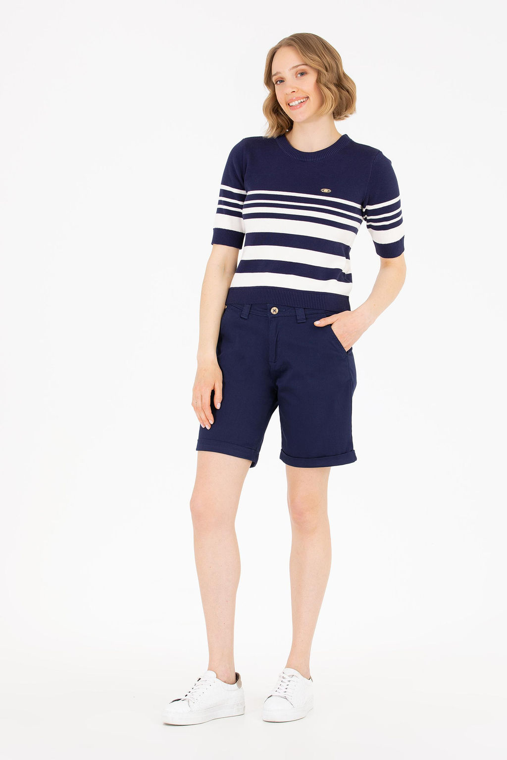 U. S. Polo Assn Женский темно-синий свитер с круглым вырезом - U.s. polo assn фото 4