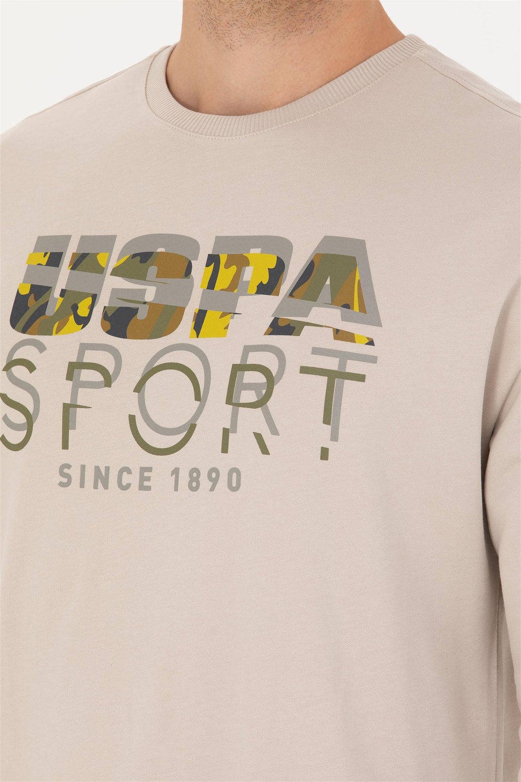 Свитшот мужской U. S. Polo Assn бежевый из хлопка - U.s. polo assn фото 7