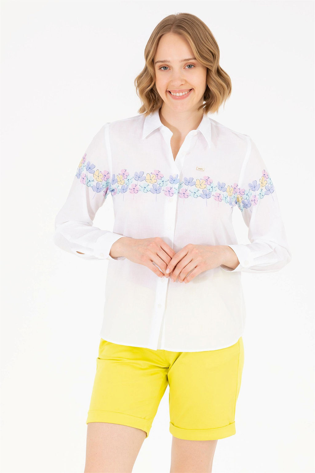 Женская синяя рубашка с длинным рукавом Неожиданная скидка в корзине - U.s. polo assn фото 2