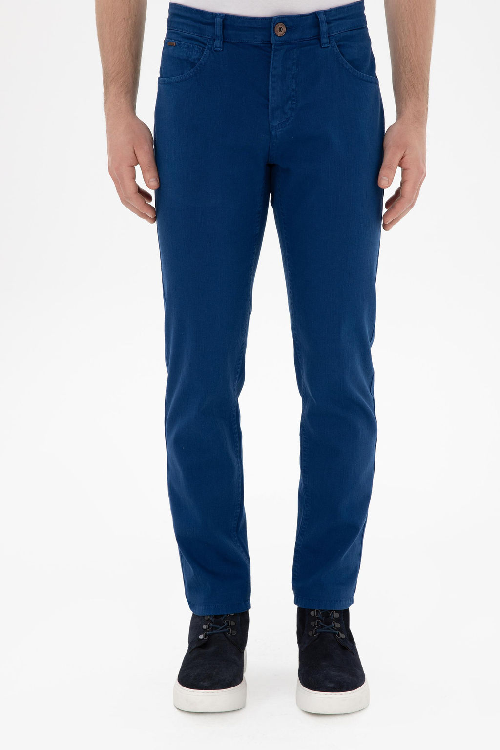 Erkek Slim Fit _ndigo Kanvas Pantolon