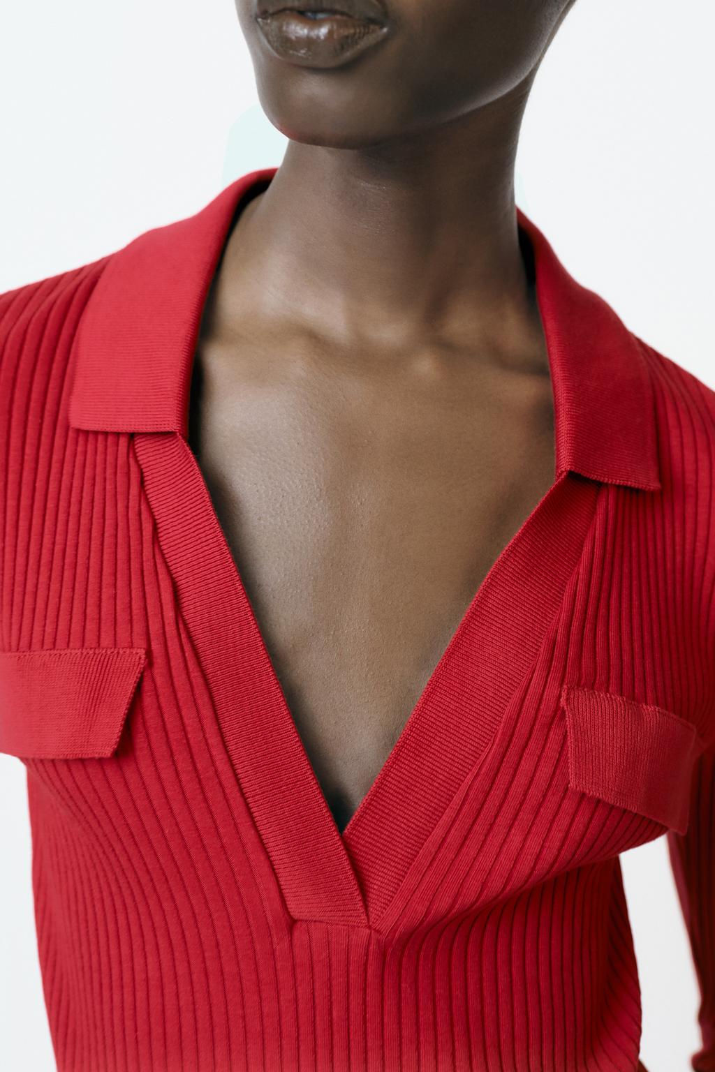 RIBBED POLO NECK T-SHIRT - Zara фото 3