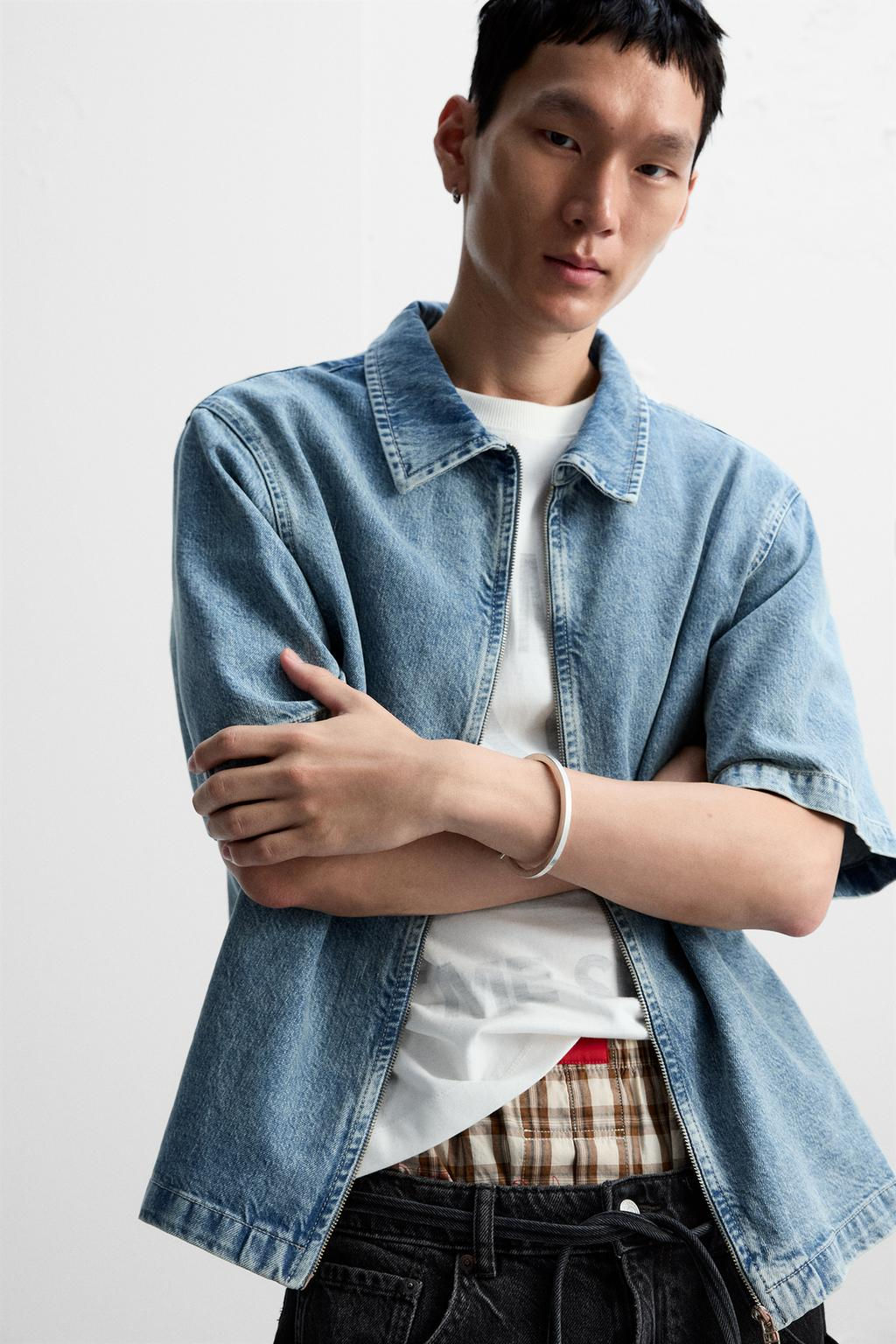 ZIPPED DENIM SHIRT - Zara фото 5