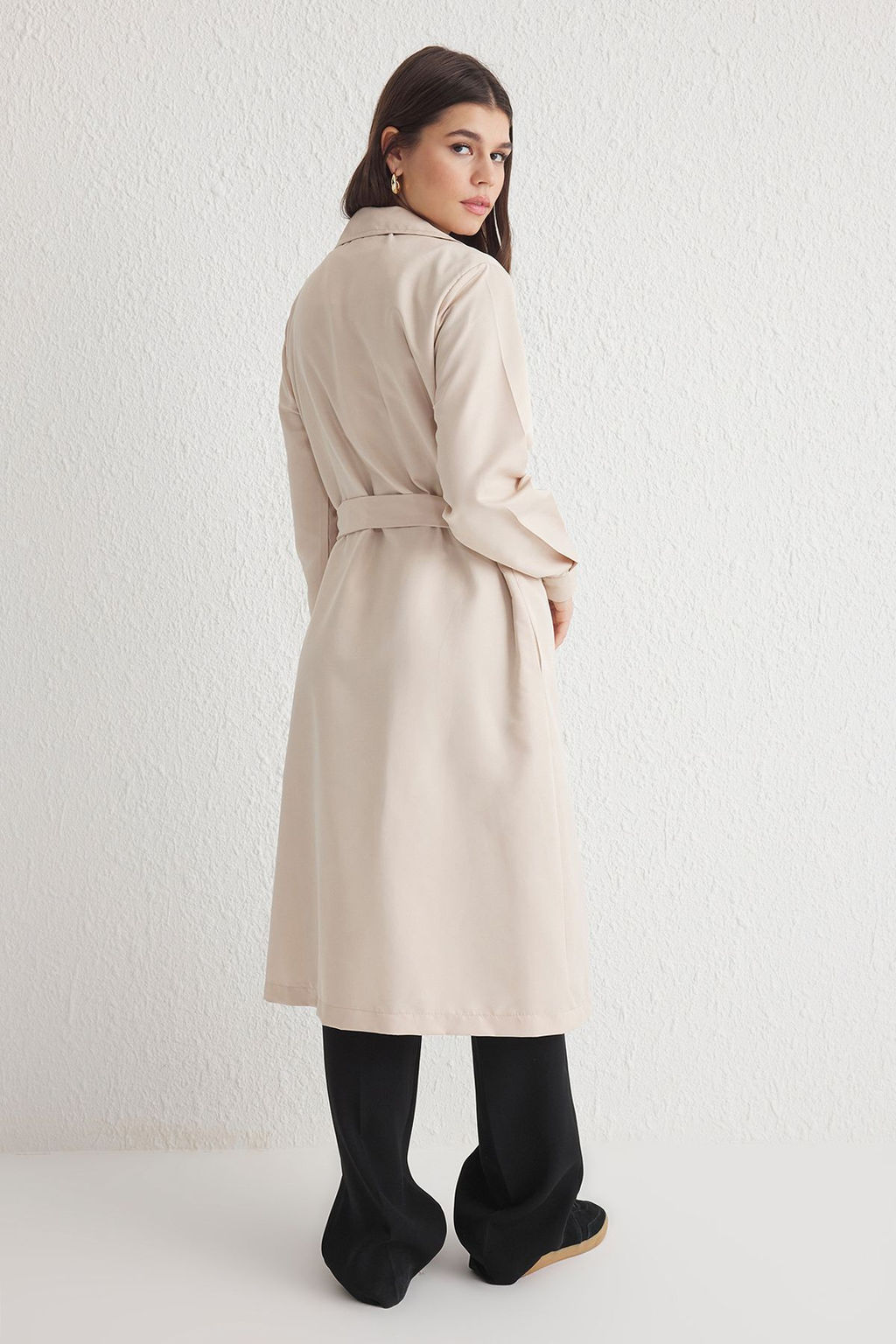 Trendyolmilla Bej Kusakl? Su Itici Uzun Trenckot TWOAW24TR00003  фото 24