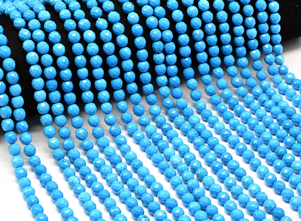 Бусины из бирюзы шарик гр.6мм, 39см, 65 бусин Радуга камня