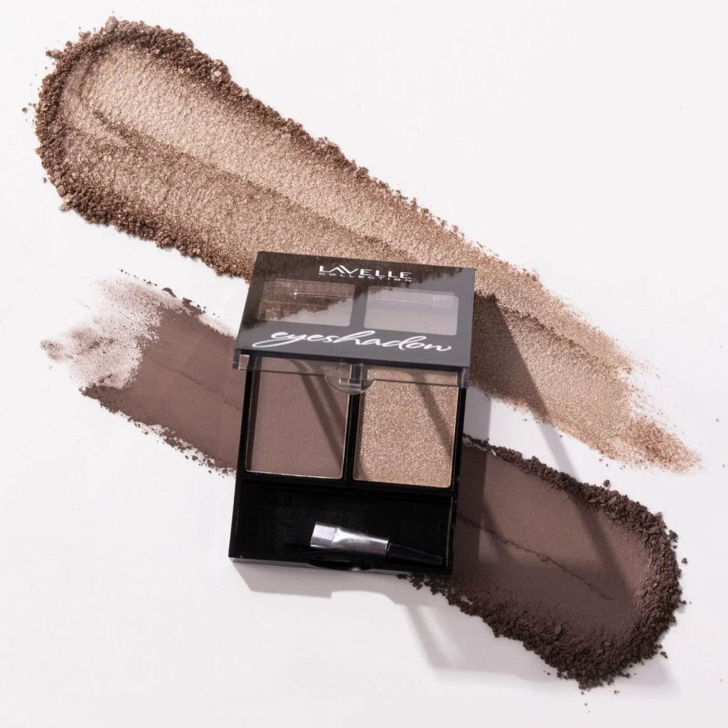 LavelleCollection Тени для век ES32 двухцветные тон 02 коричневый/бежевый металлик