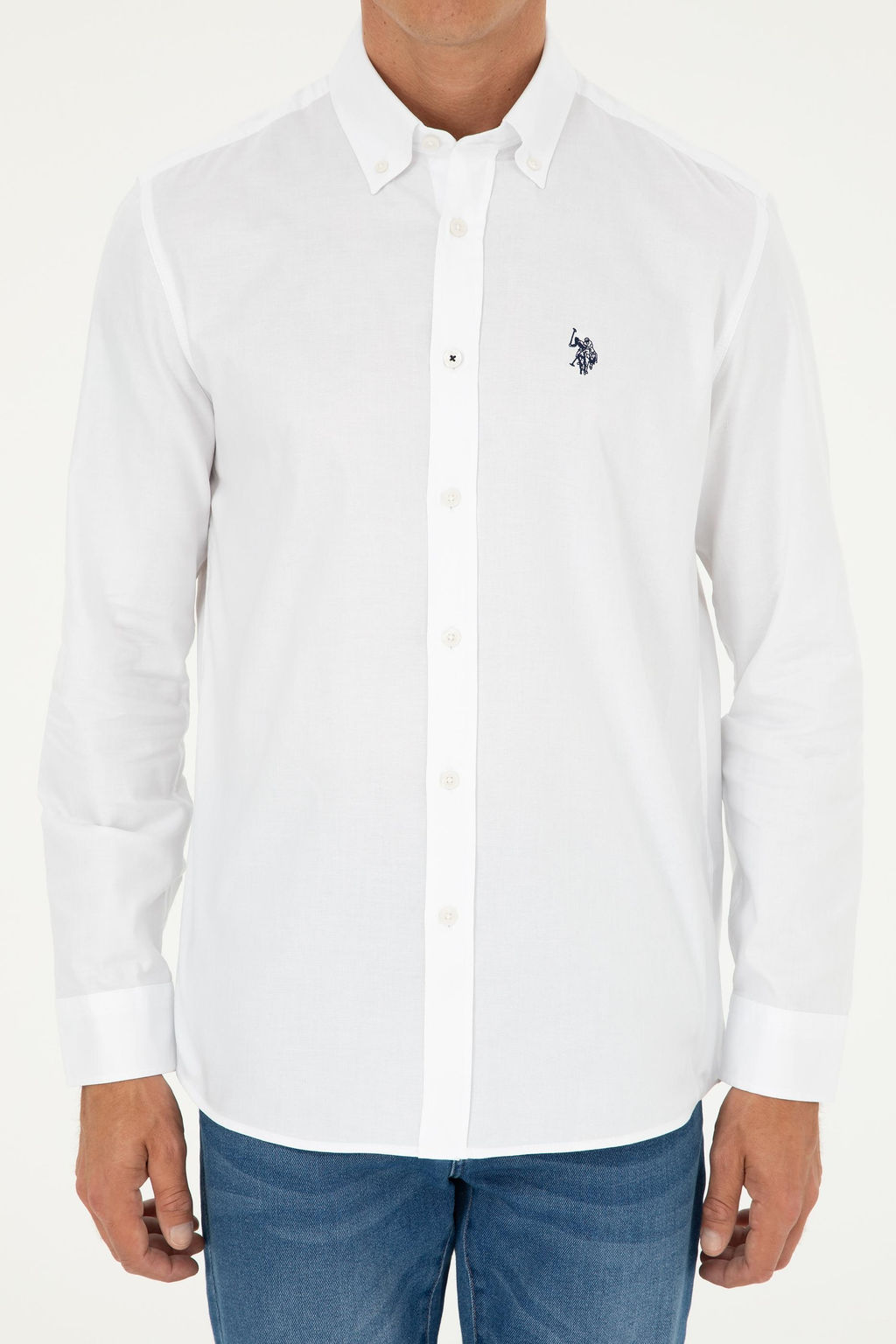 Рубашка U.S. Polo Assn мужская белая хлопок  фото 6