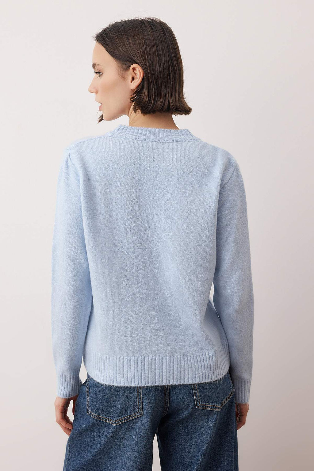 Lacivert Teen Bisiklet Yaka Yumusak Dokulu Kopek Nak?sl? Triko H?rka TWOAW26HI00274 - Trendyolmilla фото 7