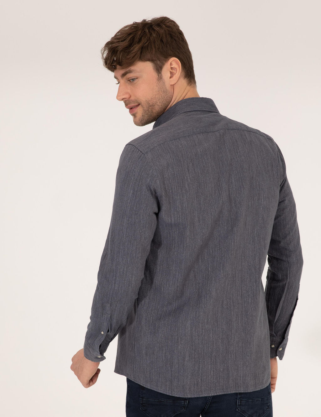 Рубашка Pierre Cardin Slim Fit длинный рукав синий