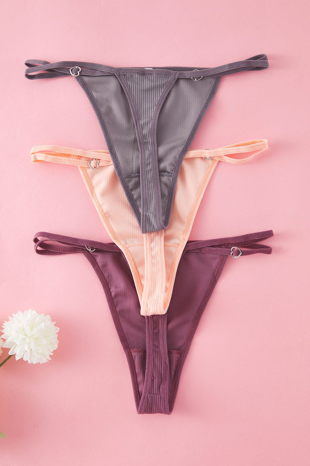 Trendyolmilla Siyah-Pembe-Beyaz 3lu Paket Kalpli Aksesuar Detayl? Fitilli Tanga Orme Kulot THMSS25KU00002  фото 2