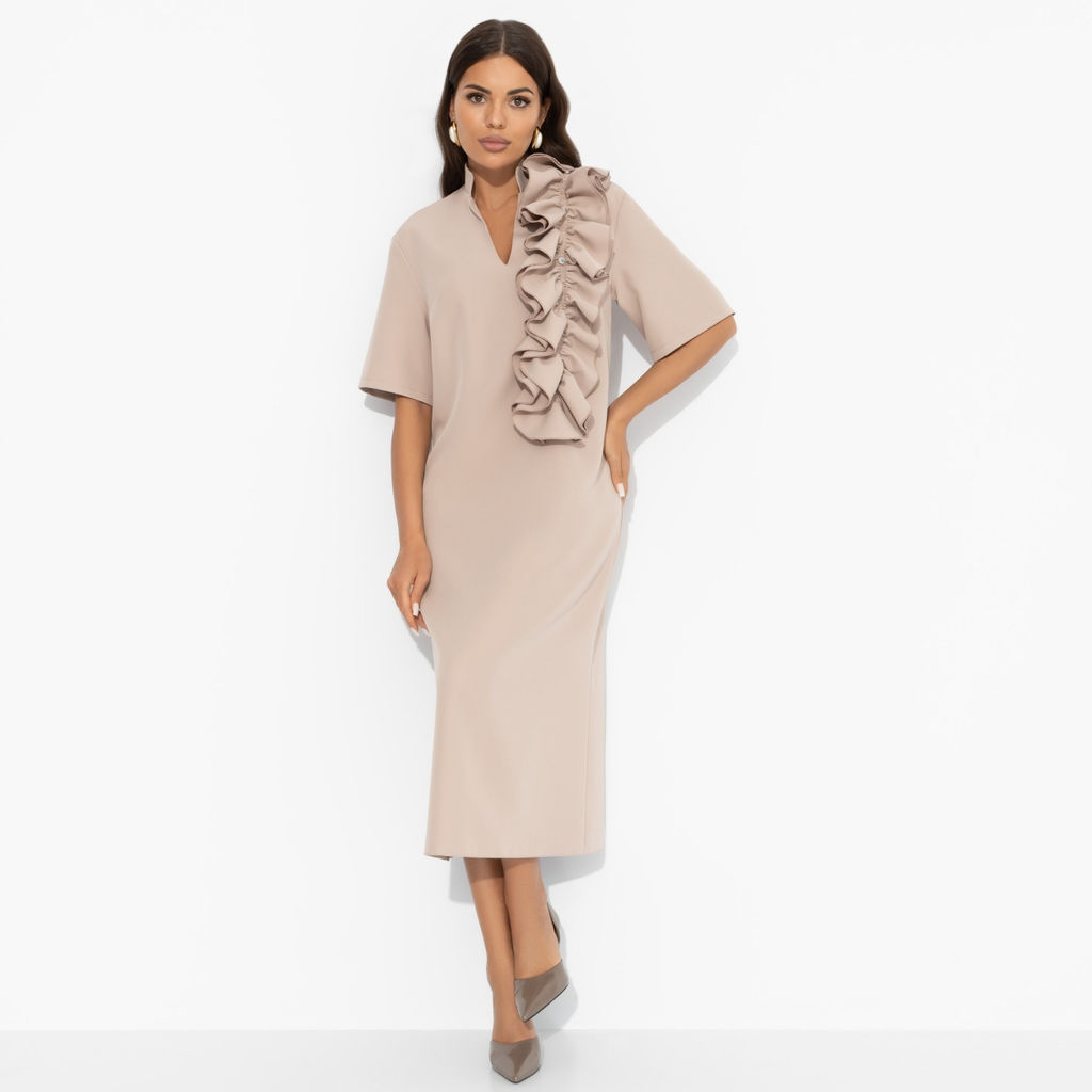 Платье со съемным объемным декором Сияние глянца (nude) - Charutti фото 10