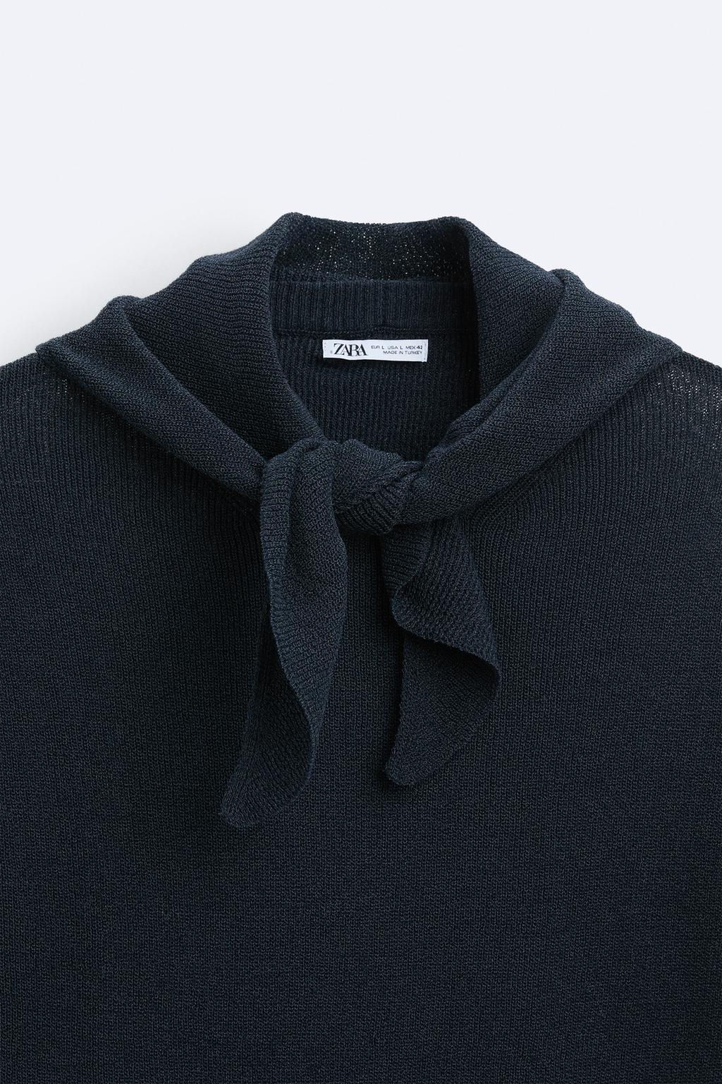 KNIT T-SHIRT WITH NECKERCHIEF - Zara фото 7