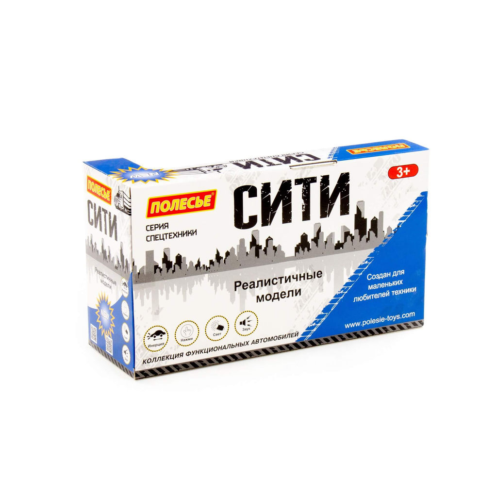 Сити, автомобиль бортовой с манипулятором инерционный (со светом и звуком) (синий) (в коробке) - Полесье фото 8