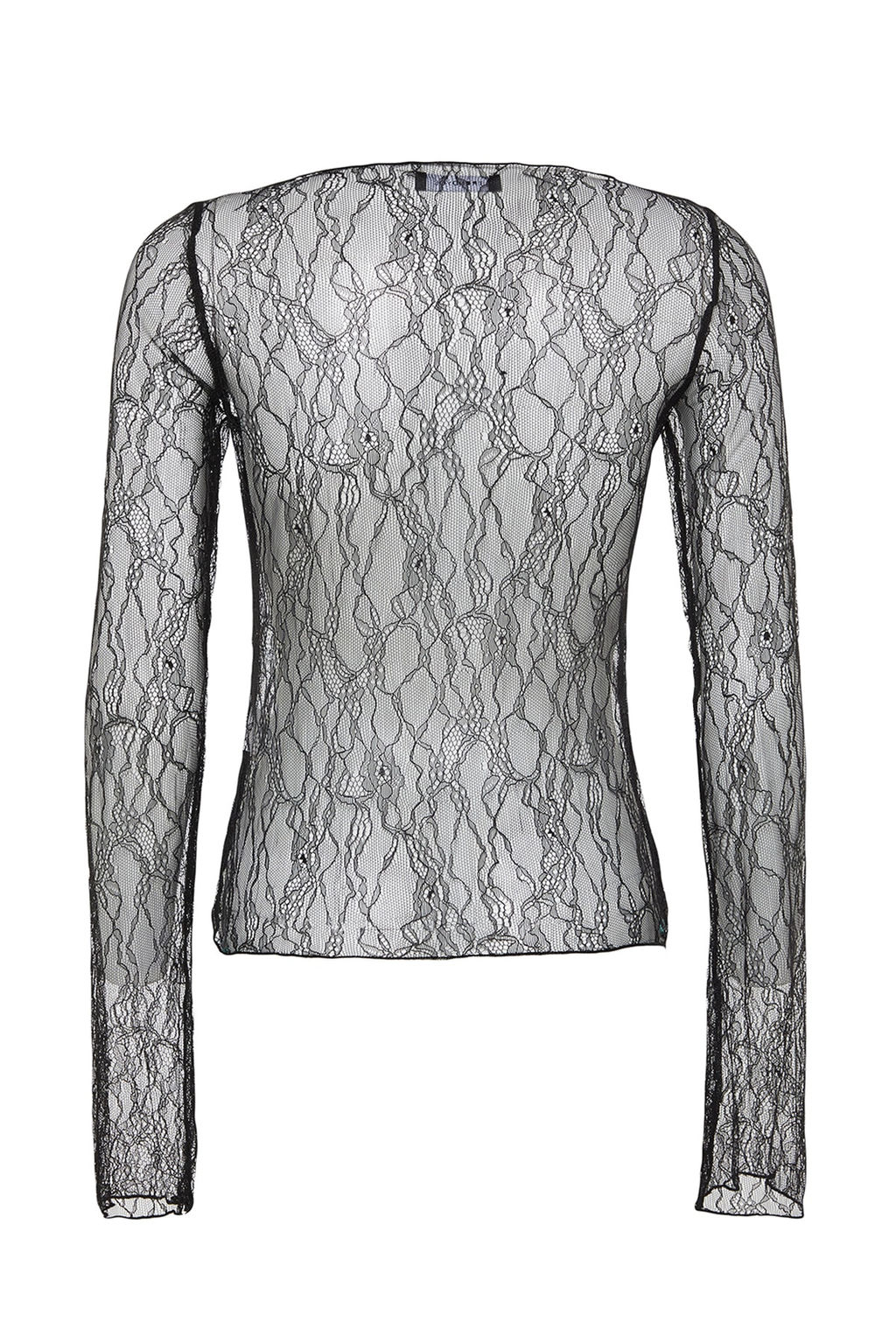 Siyah Regular Fit Kay?k Yaka Dantel Esnek Orme Bluz TWOSS23BZ00795