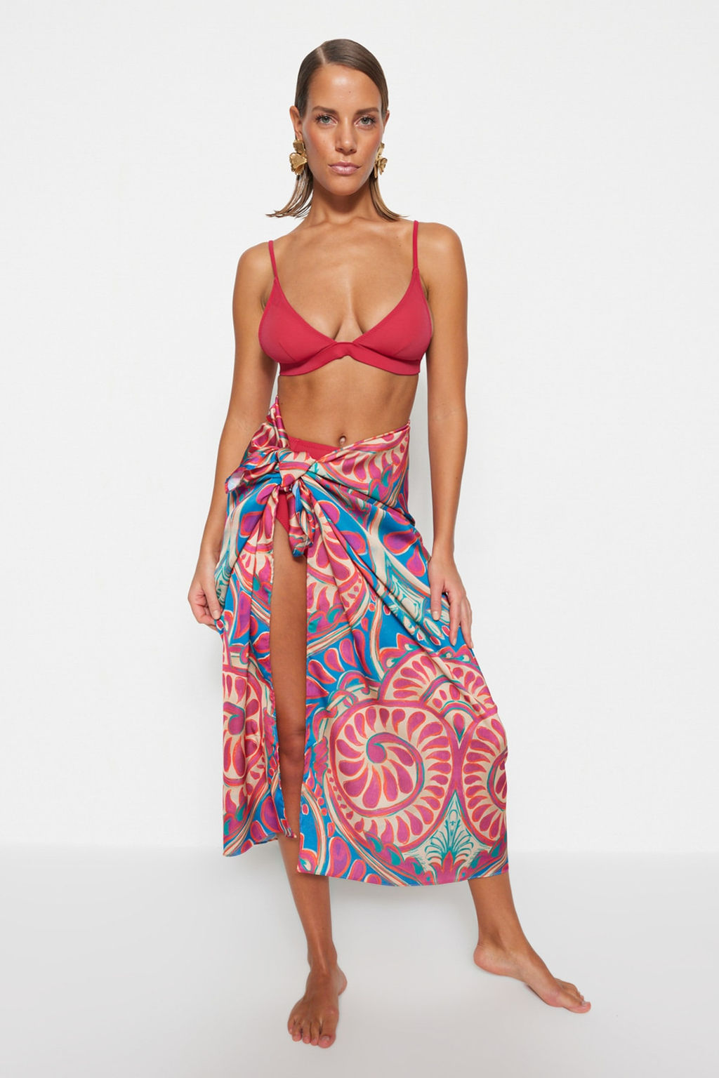 Etnik Desenli Dokuma Maxi Plaj Pareo TBESS23PR00005