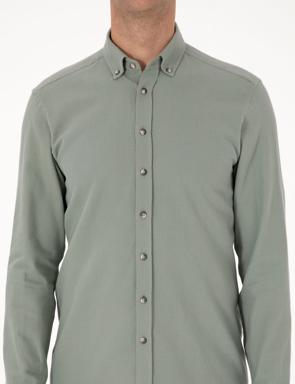 A__k Ye_il Slim Fit Uzun Kollu G_mlek