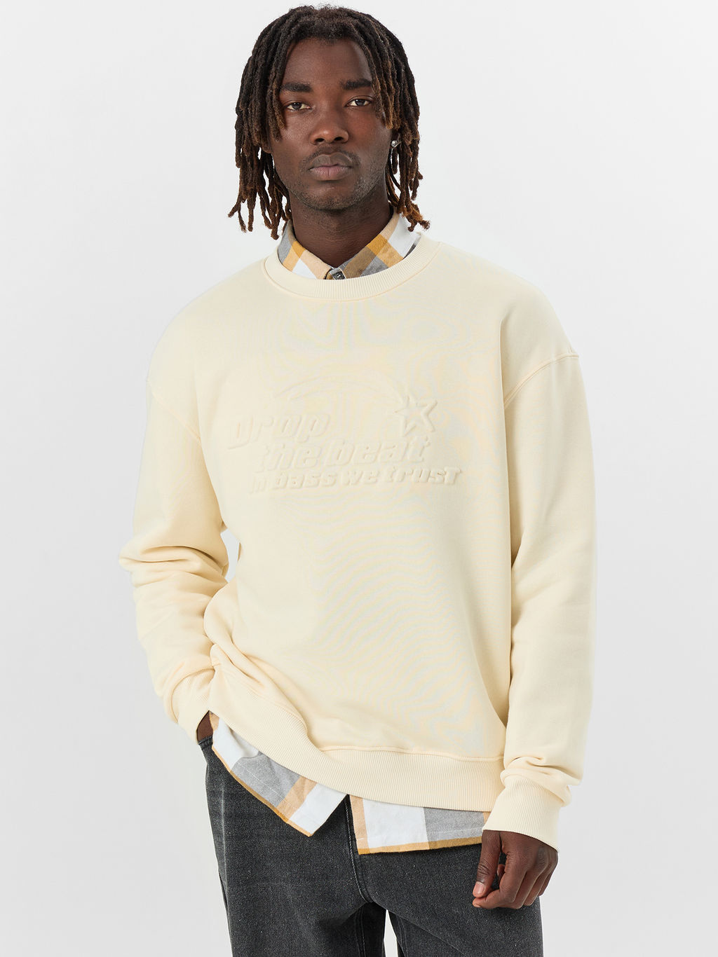 Свитшот мужской кремовый с надписью drop the beat... - Mark formelle фото 5