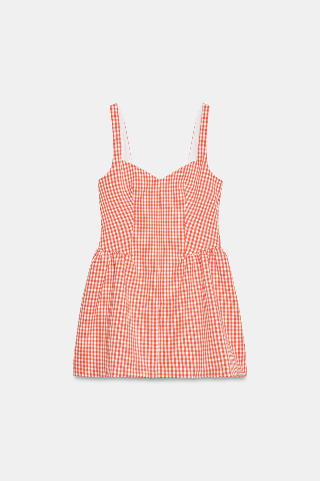 VESTIDO MINI VOLUMEN CUADRO VICHY / Naranja - Zara фото 6