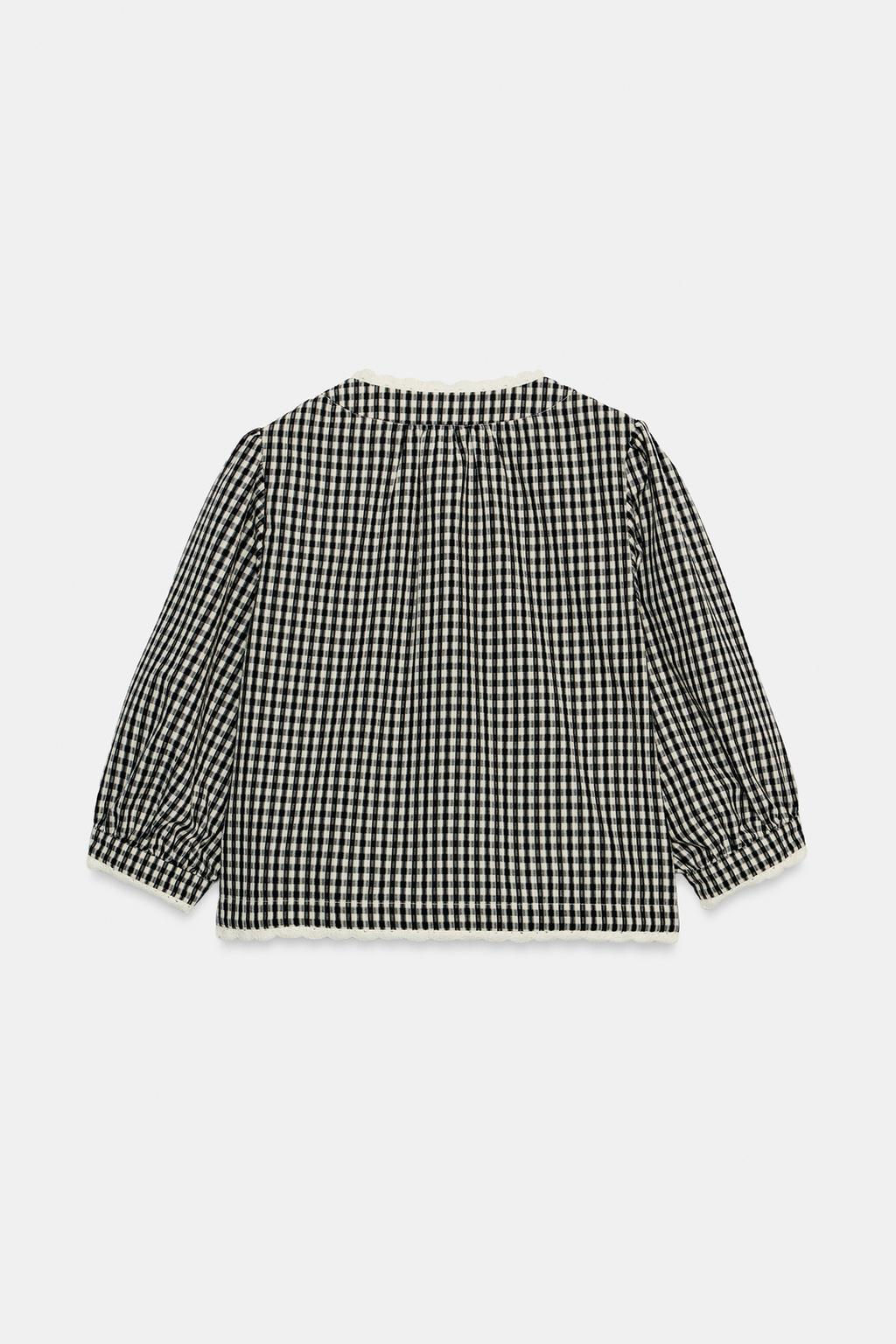 GINGHAM CHECK CROCHET JACKET - Zara фото 8