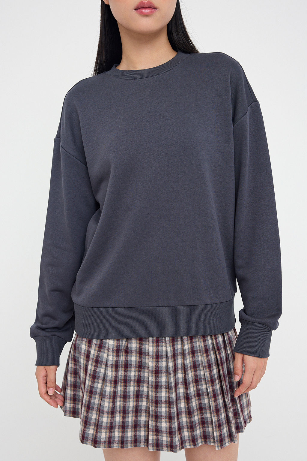 Murdum Kal?n Sardonsuz Oversize/Genis Kesim Bisiklet Yaka Orme Sweatshirt TWOAW26SW00028 - Trendyolmilla фото 7