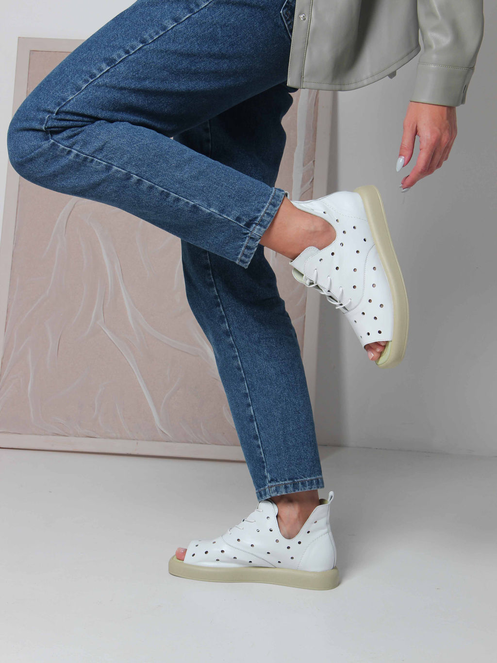 Босоножки 1059.0132gr. Белый зеленый