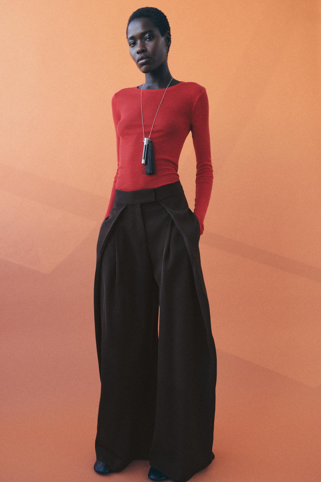 PANTAL?N WIDE LEG ZW COLLECTION / Marr?n - Zara фото 4
