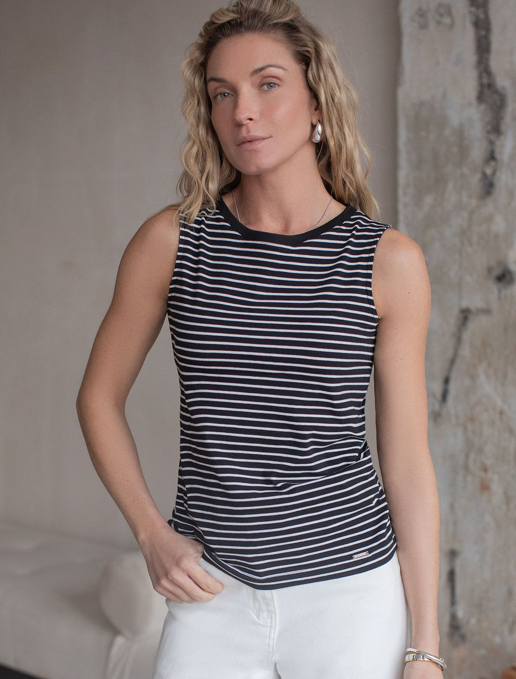 Топ в полоску из премиального хлопка с эластаном