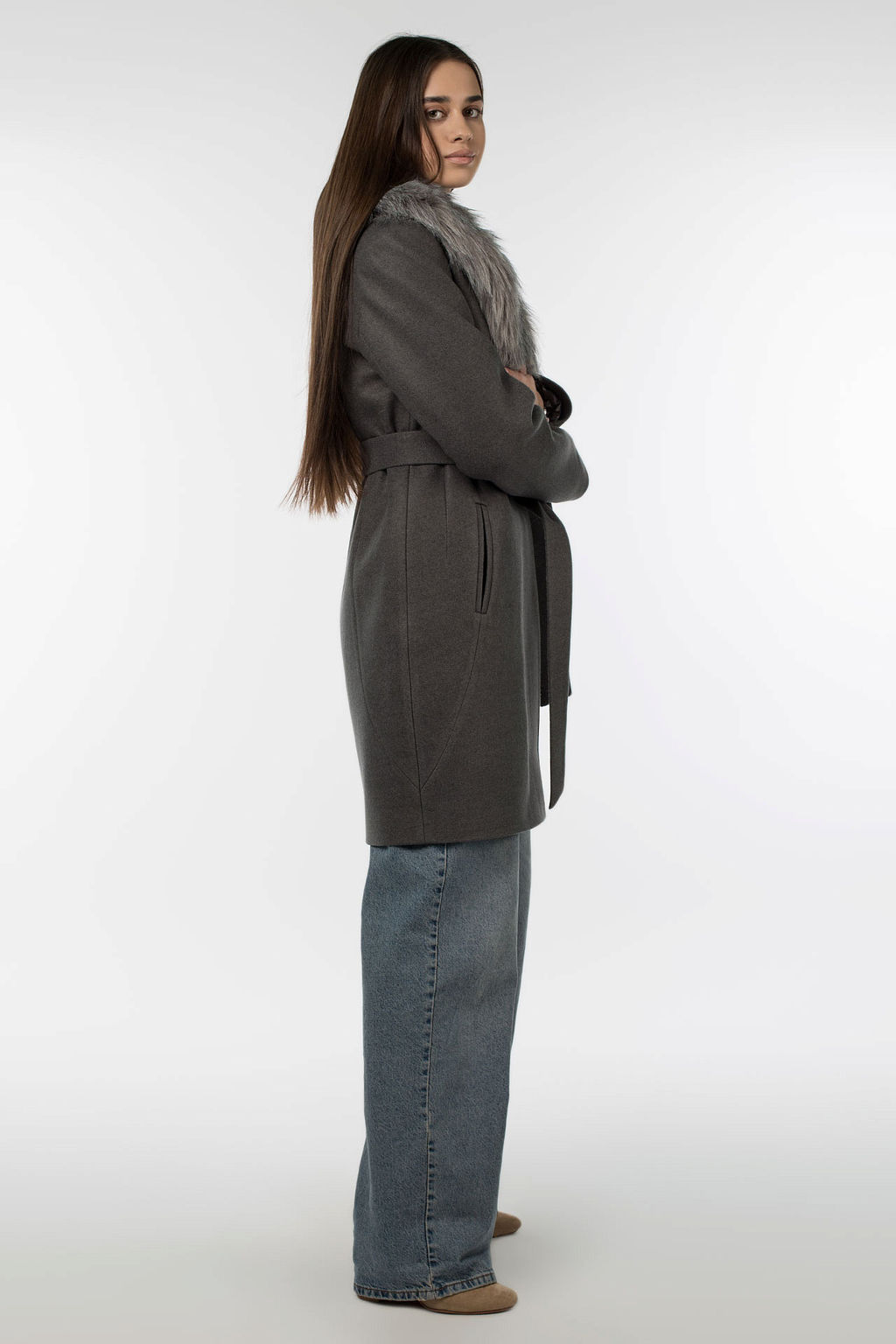 02-3072 Пальто женское утепленное (пояс) - El podio фото 13