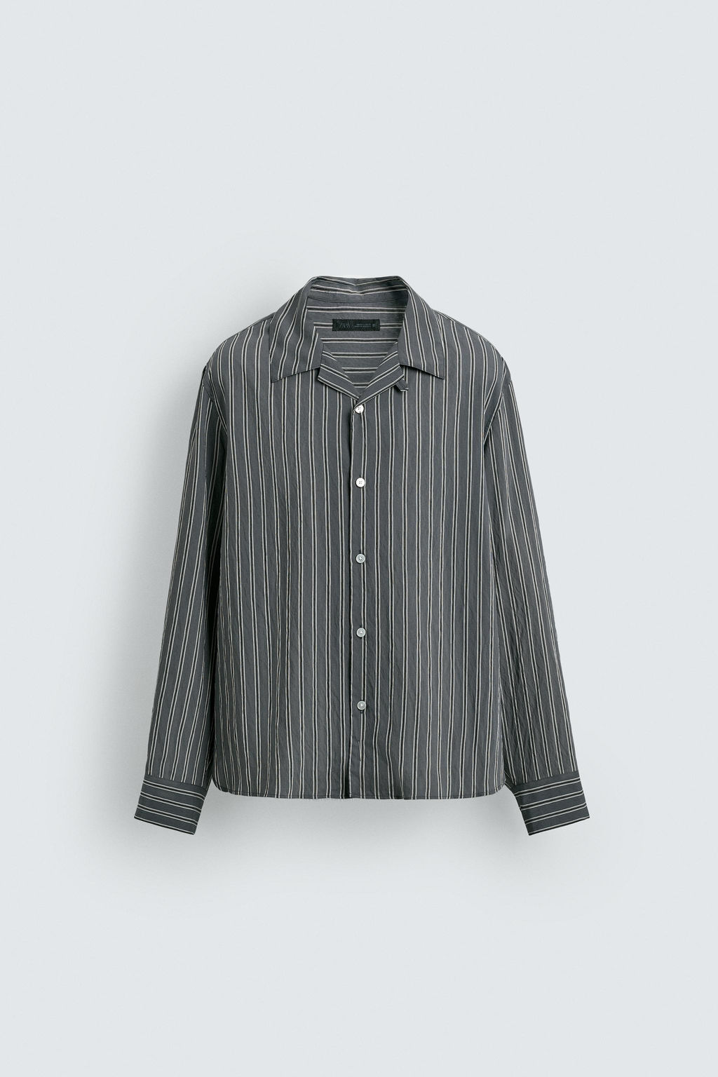 CREASED-EFFECT STRIPED FLOWING SHIRT - Zara фото 7