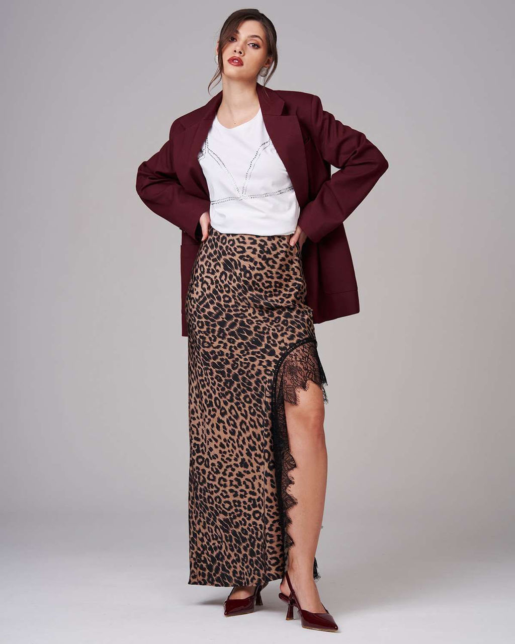 Юбка шёлковая с кружевом UD004