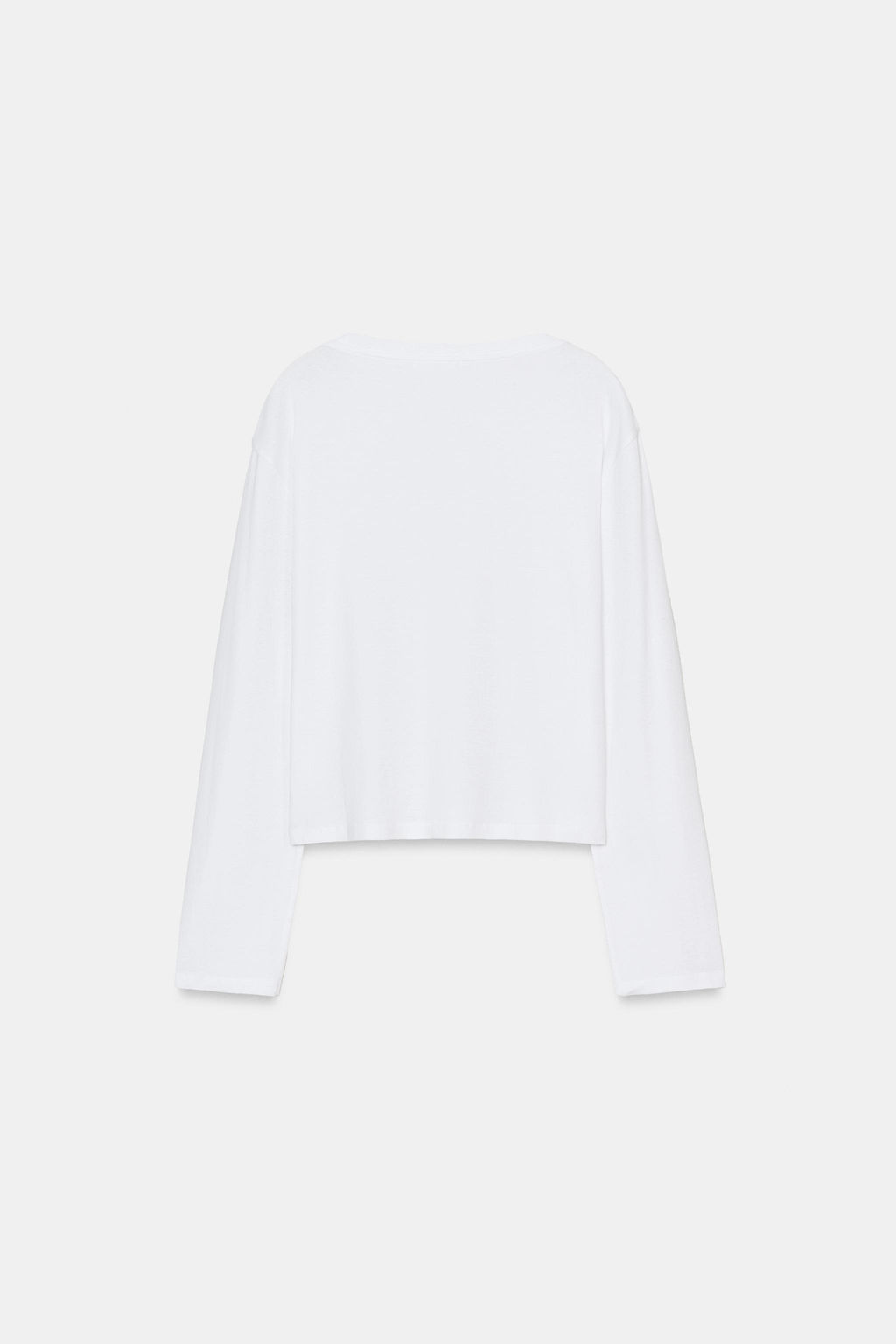 CAMISETA CUELLO BARCO MANGA LARGA / Blanco - Zara фото 7