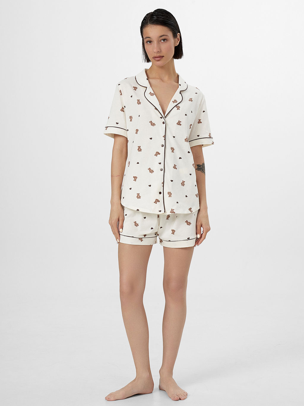 Комплект домашний женский молочный с принтом мишки - Mark formelle фото 2