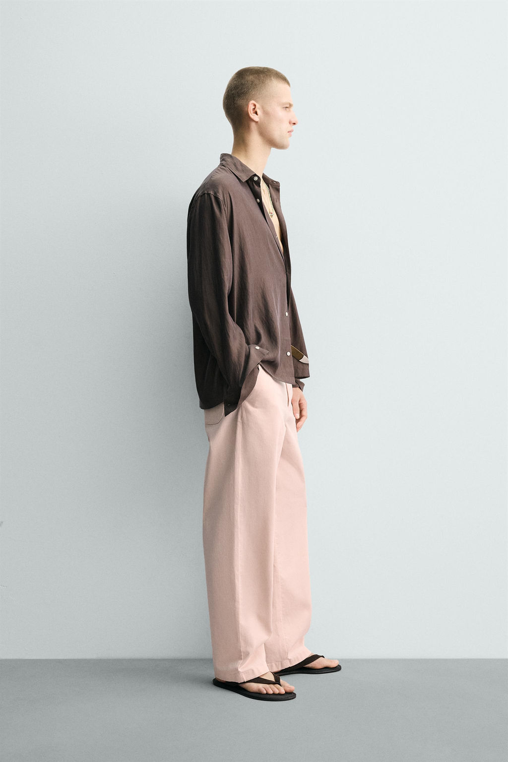 CAMISA RELAXED FIT FLUIDA / Marr?n - Zara фото 4