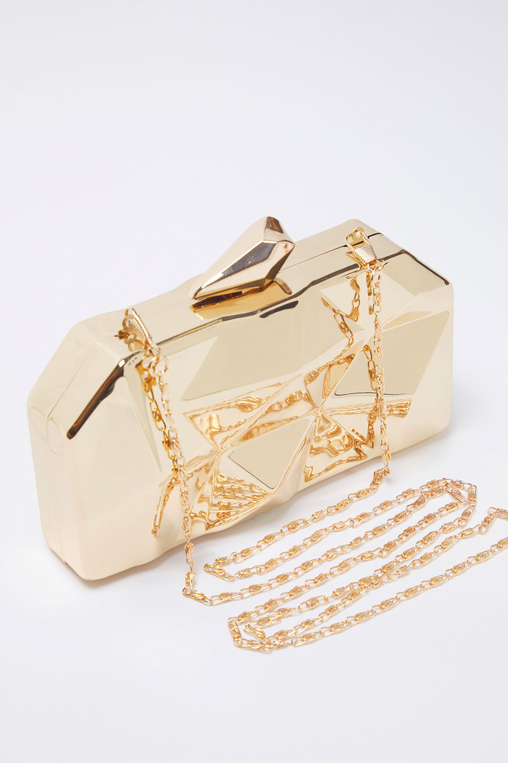 Metalik Alt?n Uc Boyutlu Abiye Kad?n S?k Mini Clutch El Cantas? TAKSS25OC00064