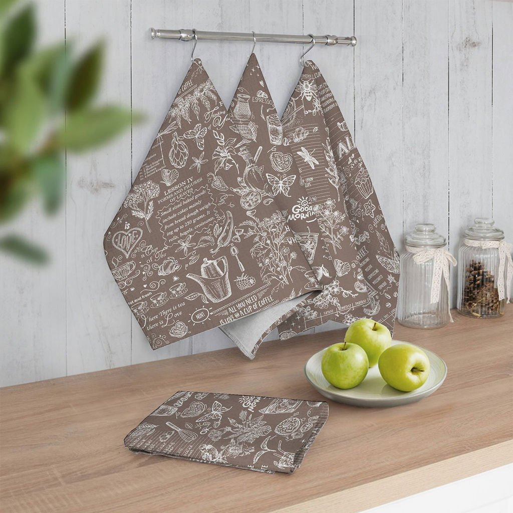 3шт Полотенце кухонное из рогожки - Кафе 45x60