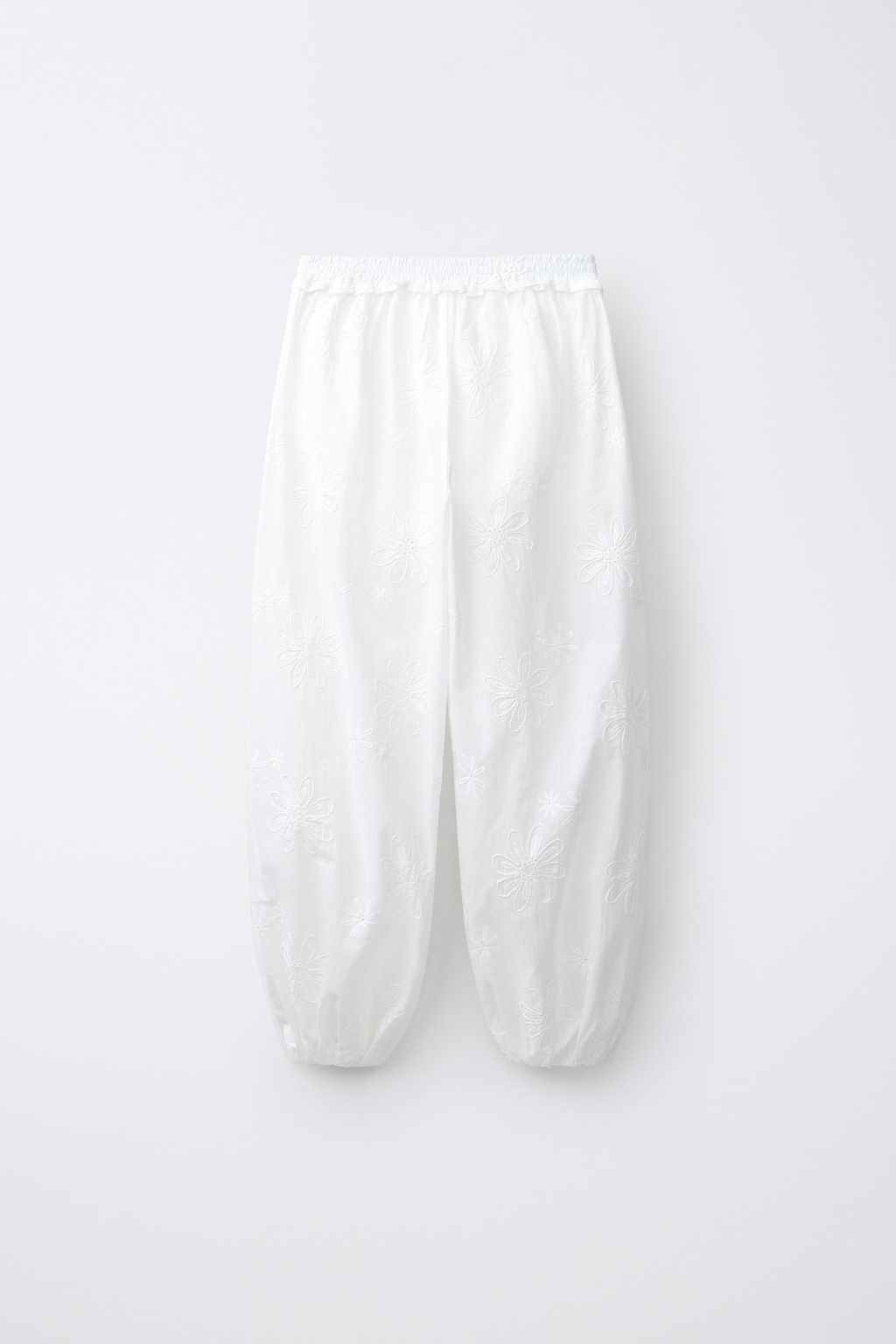 PANTAL?N BOMBACHO FLORES BORDADAS / Blanco - Zara фото 4